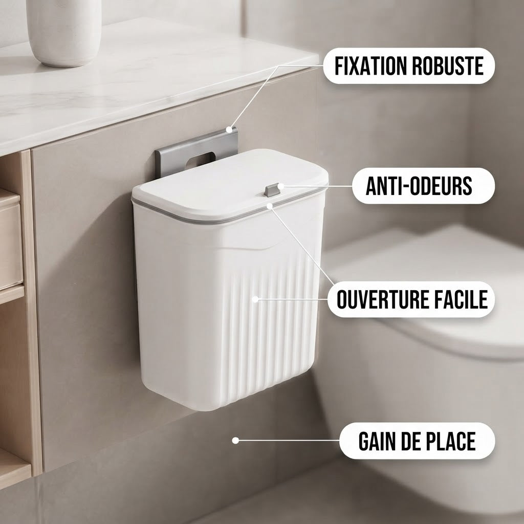 Poubelle Murale ELEGENCIA — Rangement Cuisine Sans Perçage, Gain de Place